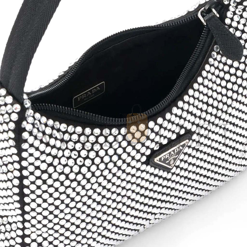 Pra*a re-edition satin mini bag with crystals 1ne515 (22*17*6cm)